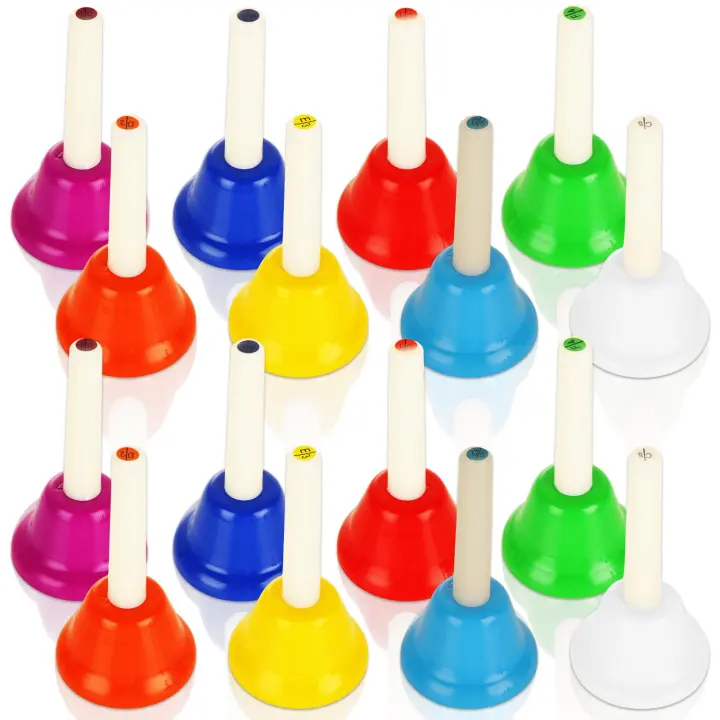 16-Piece 8-Note Color Hand Bells Set for Kids and Groups