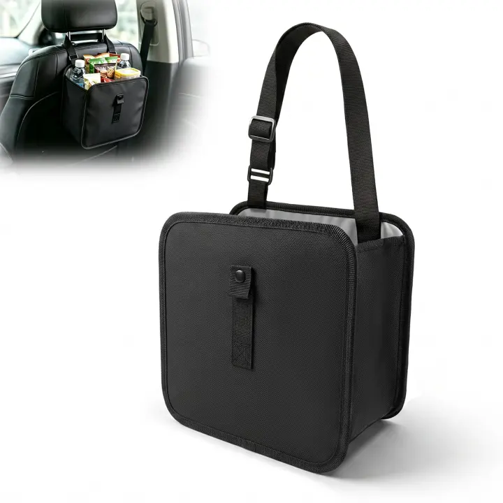 2-Gallon Collapsible Hanging Car Trash Bin — Leakproof Auto Garbage Can