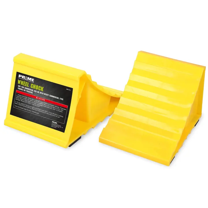2-Pack Heavy-Duty Wheel Chocks for RVs & Trailers — Non-Slip Yellow