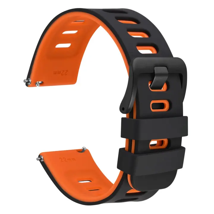 22mm Bicolor Silicone Watch Strap with Quick-Release Buckle