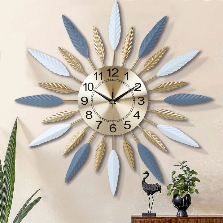 23-Inch Metal Mid‑Century Sunburst Wall Clock