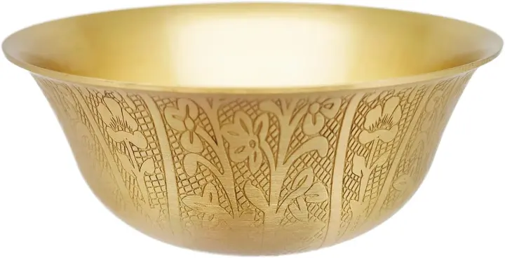 4-Inch Copper Offering Bowl with Etched Floral Design