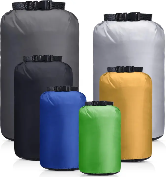 6-Piece Waterproof Dry Bag Set for Kayaking & Camping — Dark