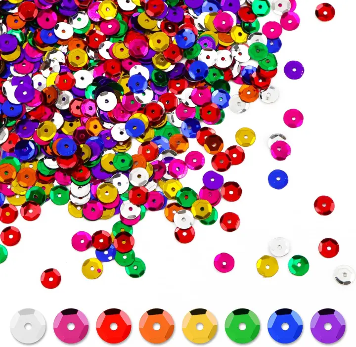 6mm Round Loose Sequins — 80g Mixed Colors with Storage Box (Approx 20,000 pcs)
