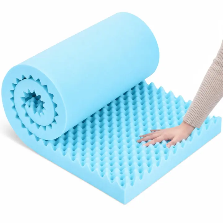72 x 24 x 2 in Egg-Profile High-Density Foam Couch Cushion Pad — Blue