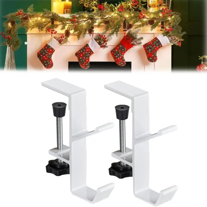 8-Pack 2-in-1 Garland & Stocking Mantel Hooks — Double-Hook Heavy Duty