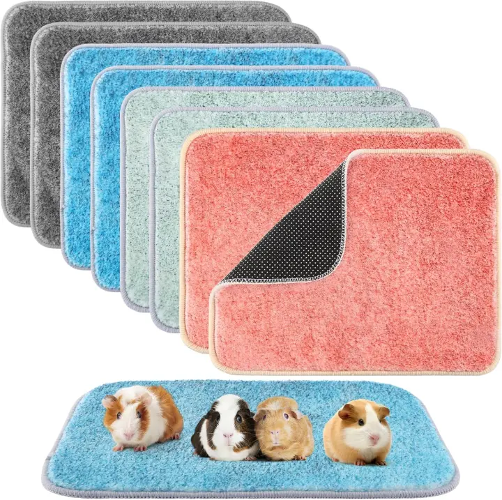 8-Pack Reusable Fleece Guinea Pig Cage Liners — Washable 16 x 12 Mats