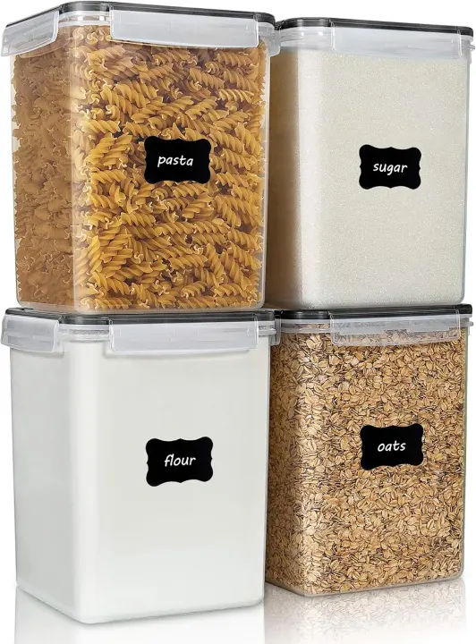 Airtight 5.2L Food Storage Canisters — 4-Pack (Black)