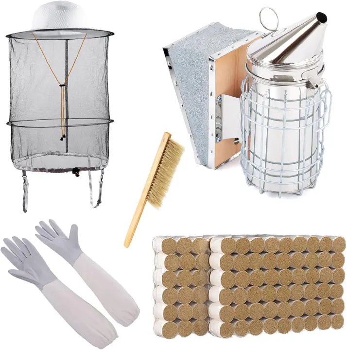 Beekeeping Starter Kit — Smoker, Pellets, Veil, Gloves & Brush