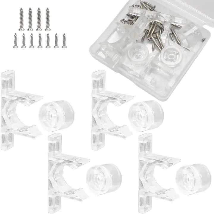 Clear False Drawer Front Clips — 4 Pairs with Screws (Cabinet Hardware)