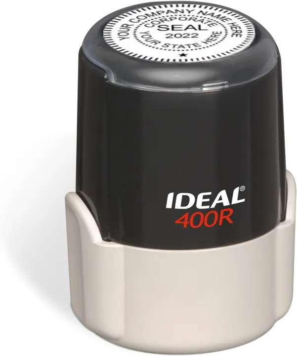 Corporate Seal Stamp — Self-Inking Ideal 400R, Round 1-5/8 in Impression