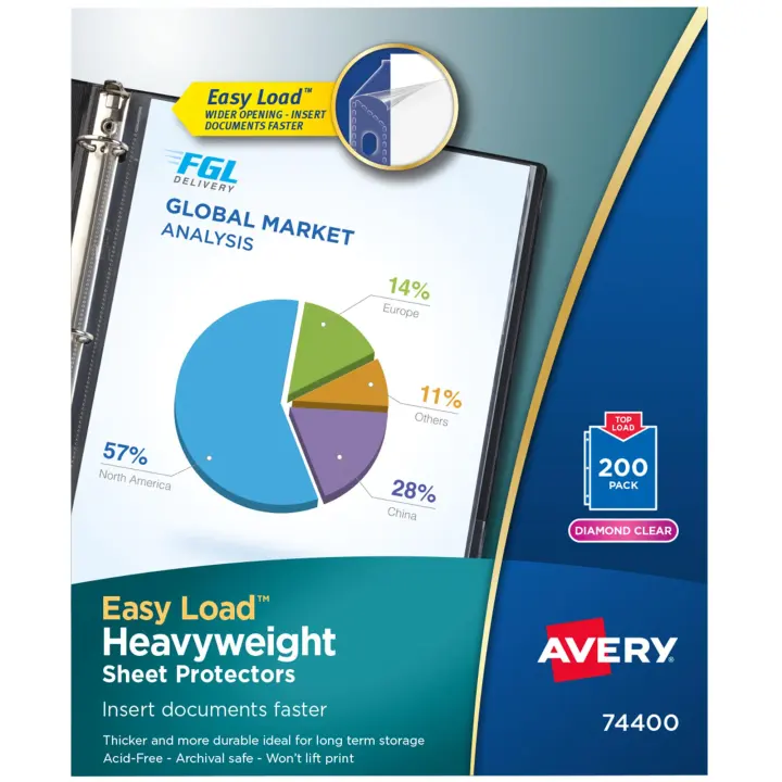 Diamond-Clear Heavyweight Sheet Protectors — 200-Pack, Easy-Load