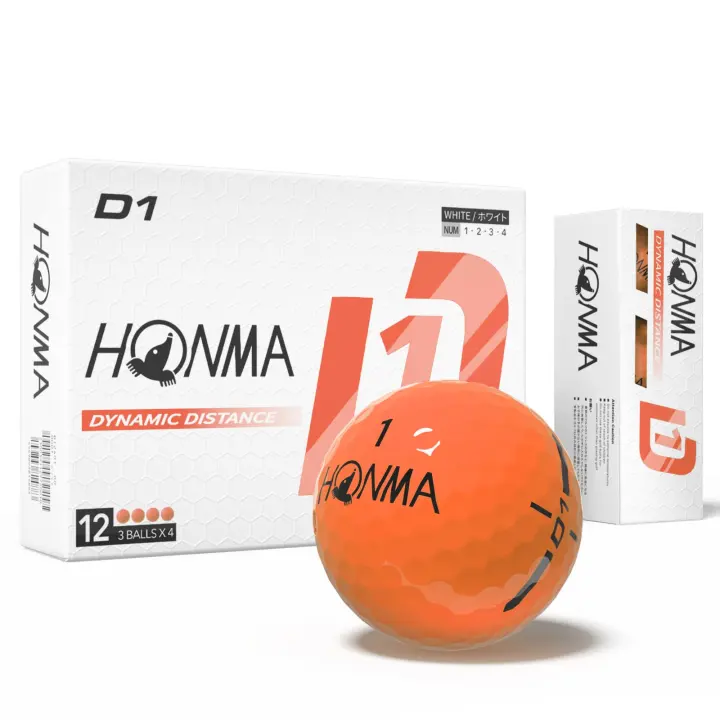 Honma D1 Distance Golf Balls — Orange, 1 Dozen