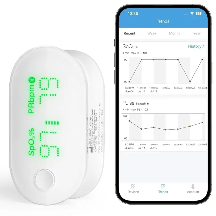 iHealth AIR Rechargeable Bluetooth Fingertip Pulse Oximeter