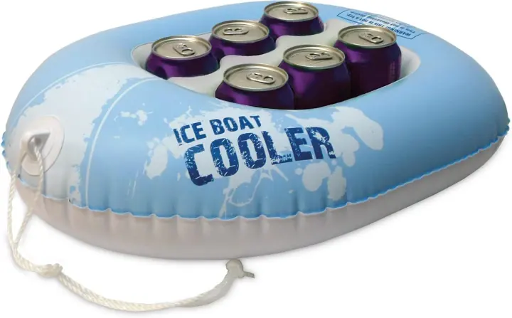 Inflatable Floating Beverage Cooler Boat — 6-Can Pool Cooler