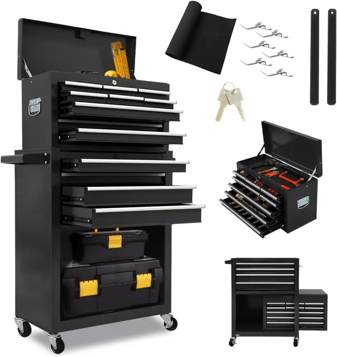 Kirmosal Rolling Tool Chest with Removable Top Toolbox — Large Capacity
