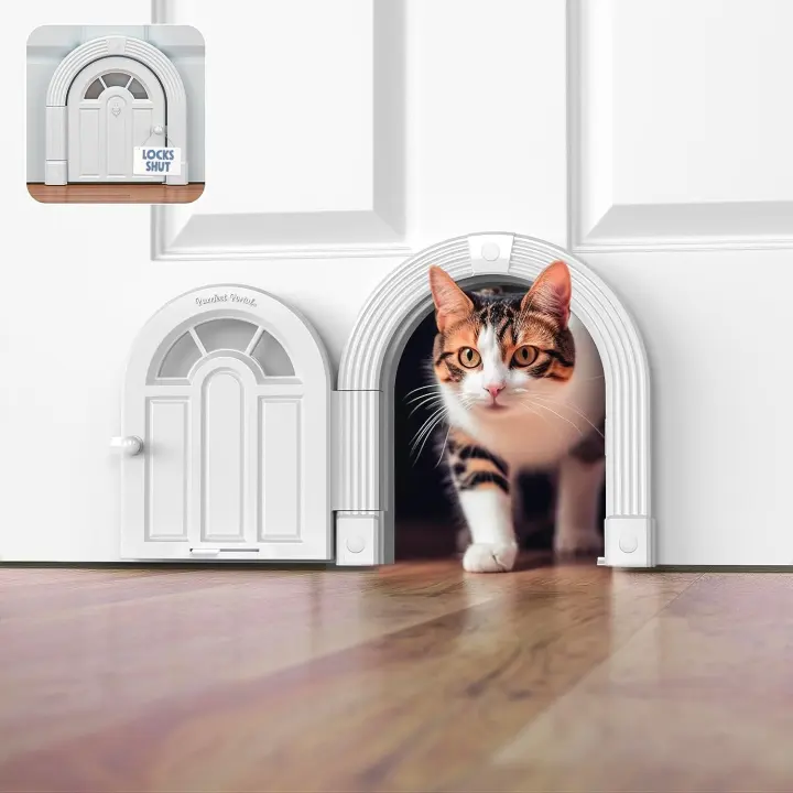 Meow Manor Interior Cat Door — No‑Flap Passage for Cats up to 20 lbs