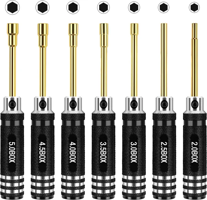 Mini 7-Piece Micro Hex Nut Driver Set for RC (2–5 mm)