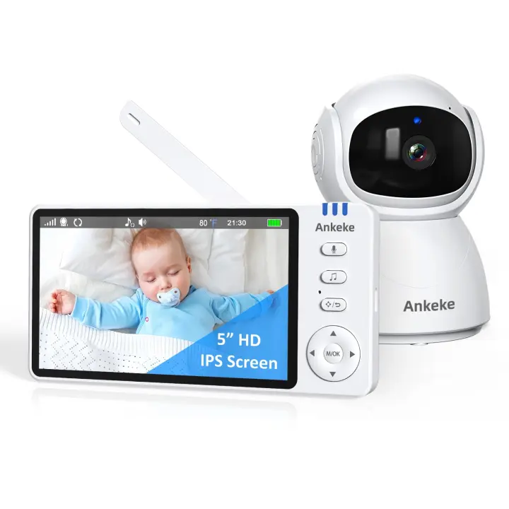 No-WiFi Baby Camera Monitor — 5" IPS Screen, 1000ft Range