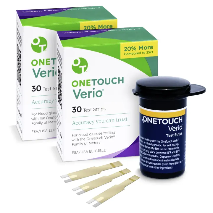 OneTouch Verio Test Strips — 2 x 30 Count, 5‑Second Blood Glucose Tests