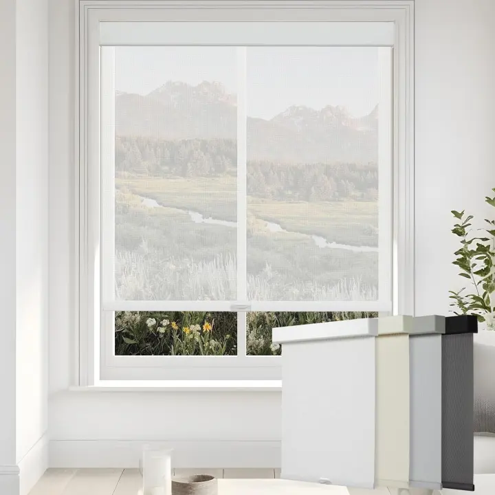 Persilux Cordless Solar Roller Shades — White, 5% Openness (20 in x 72 in)