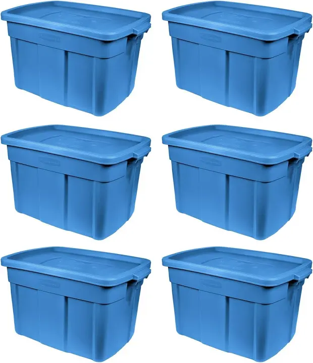Rubbermaid Roughneck 18-Gallon Heavy-Duty Storage Totes — 6-Pack, Heritage Blue