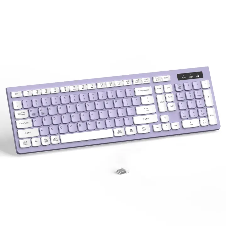 Silent Wireless Full-Size Keyboard (Purple) — Office & Home