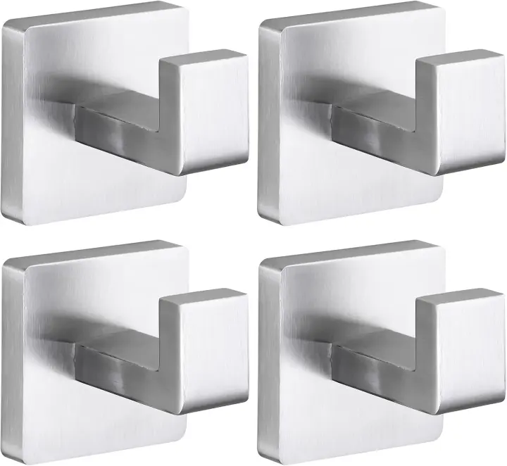 Square Stainless Steel Towel Hooks — Wall-Mount Robe & Towel Hangers