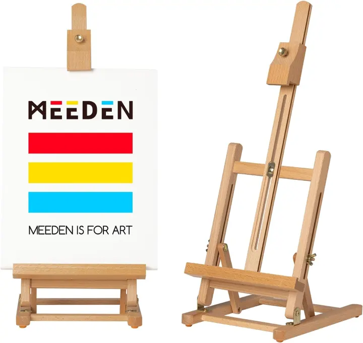 Tabletop H-Frame Beechwood Painting Easel — Adjustable Desktop Stand