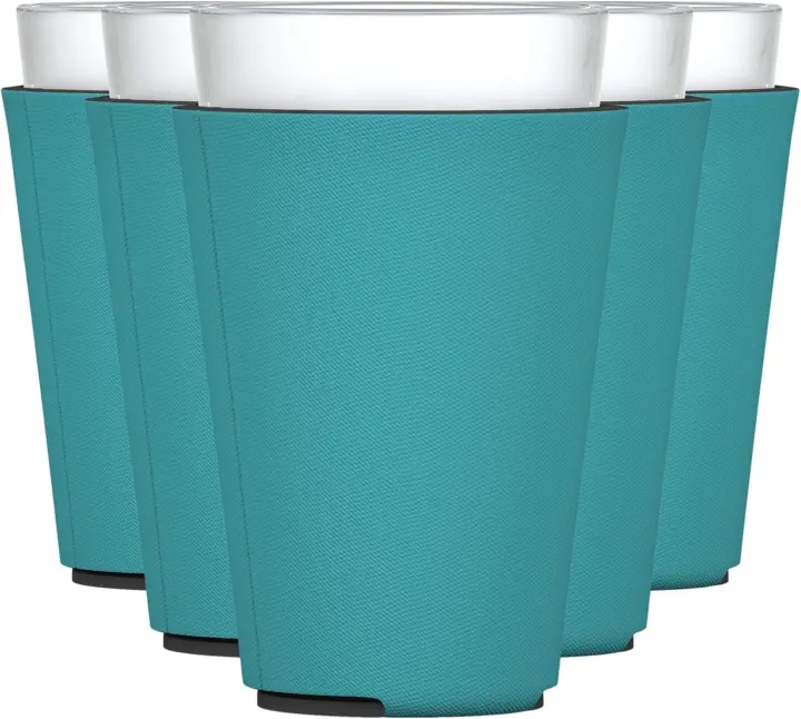 TahoeBay 6-Pack Pint Glass Insulators — Teal Collapsible Koozies