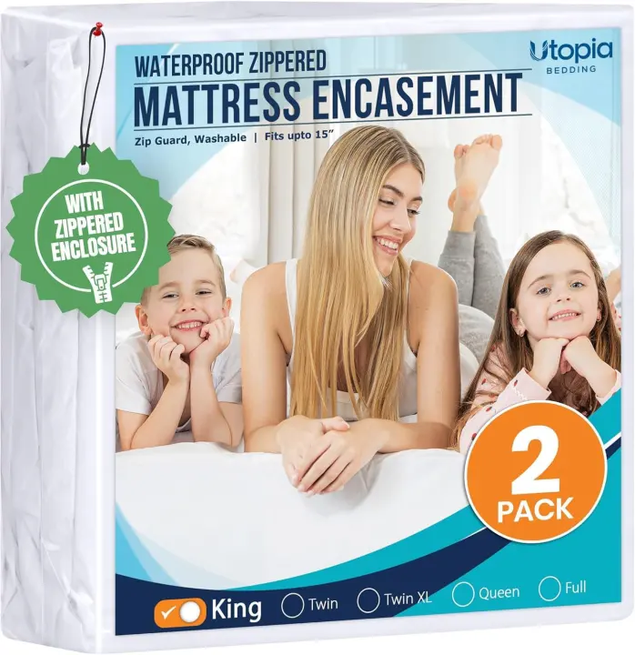 Zippered King Mattress Encasement — 2-Pack, Waterproof & Bed-Bug Proof