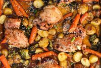 Sticky Honey Garlic Chicken and Roasted Vegetables