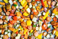 One Pan Roasted Sausage Peppers and Potatoes