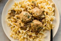 Creamy Chicken Meatball Stroganoff