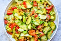 Refreshing Cucumber Avocado Salad with Tomatoes and Chickpeas