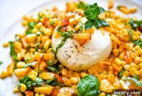Summer Peach, Corn and Creamy Burrata Salad