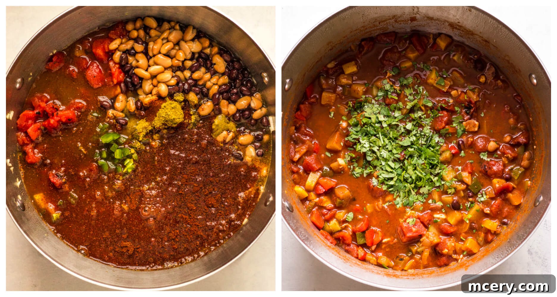 Spicy Sunshine Stew 5 A large stockpot brimming with the vibrant summer chili, showcasing its rich texture and colorful ingredients, ready for serving.