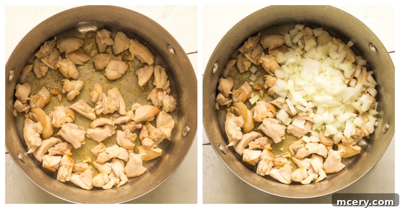 Whip Up the Ultimate Chicken Chili 4 Dutch oven with chicken and onions