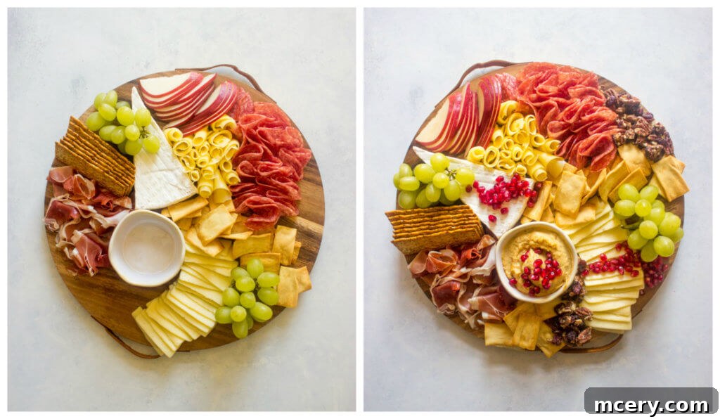 The Art of Cheese Boards 7 Sliced meat and cheese with fruit on a wooden board