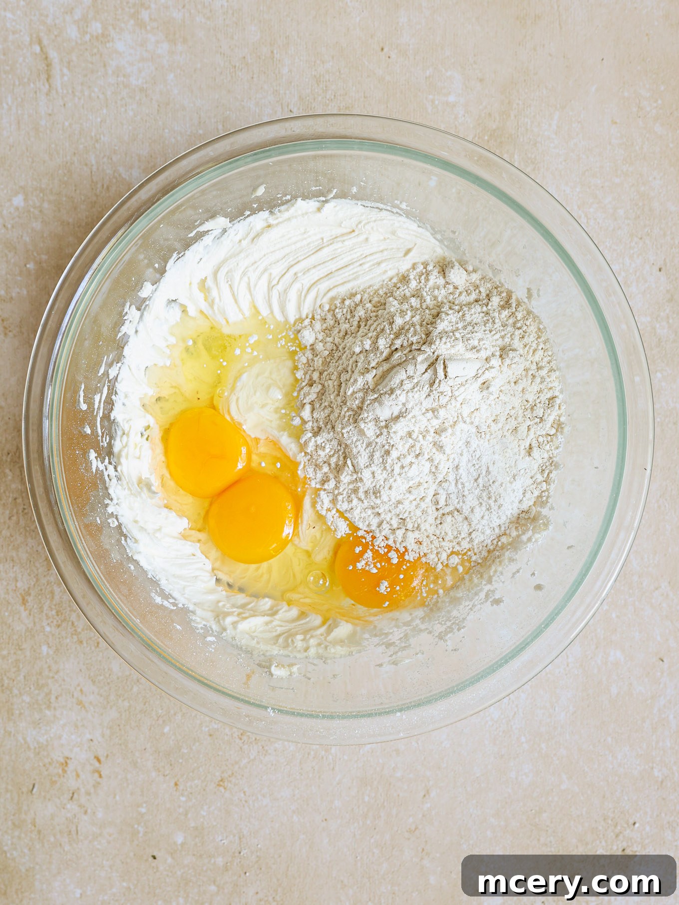 Classic Plum Torte 7 Eggs, flour, and baking powder added to the creamed mixture.