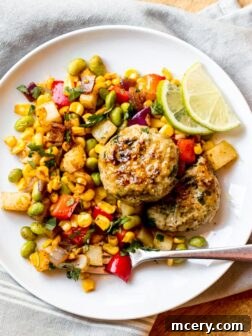 Homemade Chicken Patties with Corn Succotash