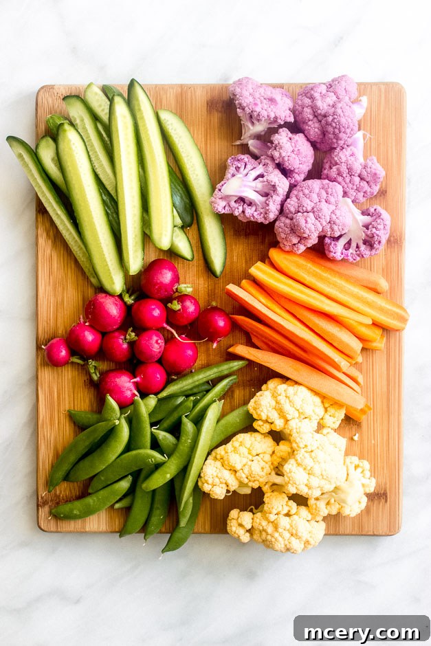 Your Essential Guide to Beautiful Vegetable Platters 3 Cut up vegetables on wooden board