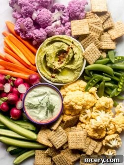 Overhead crudite platter on white board