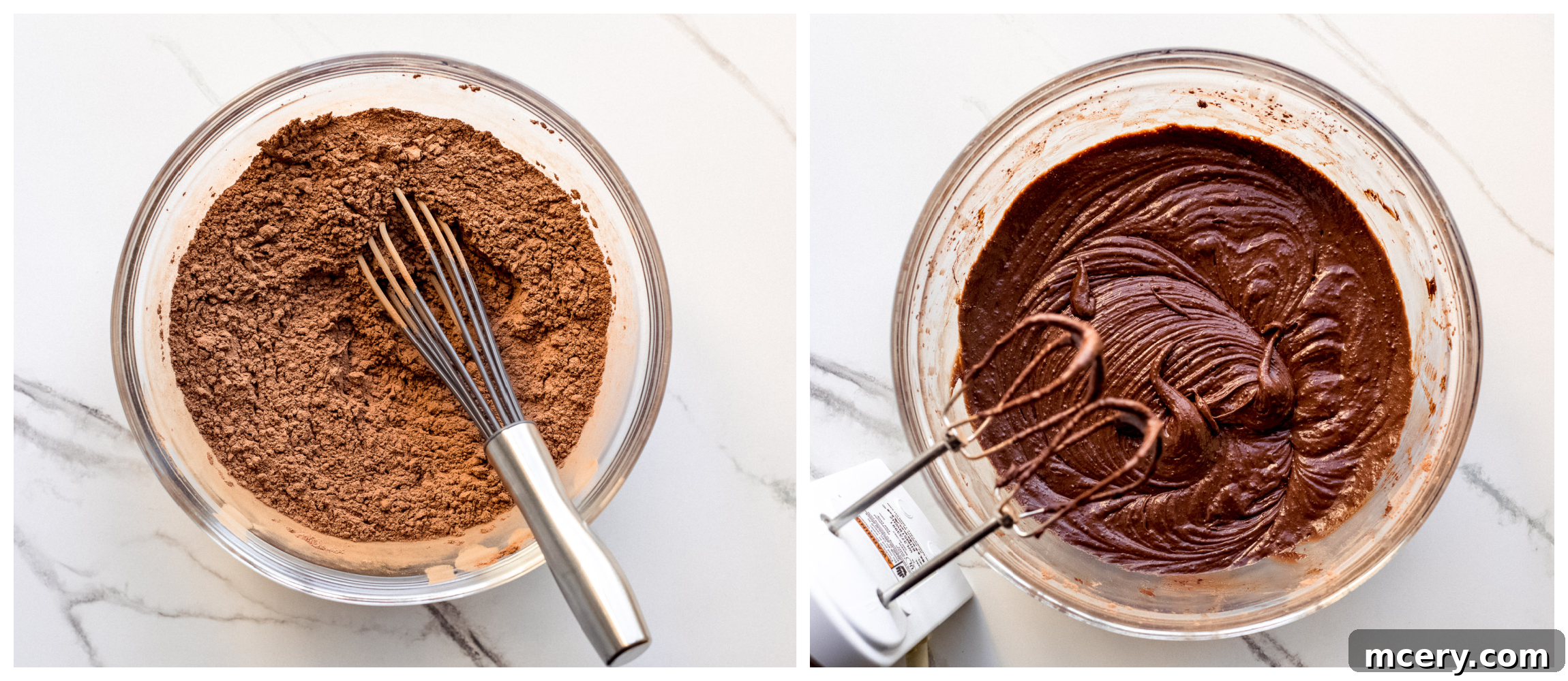 Tangy Raspberry Fudge Brownies 5 Smooth brownie batter in a mixing bowl