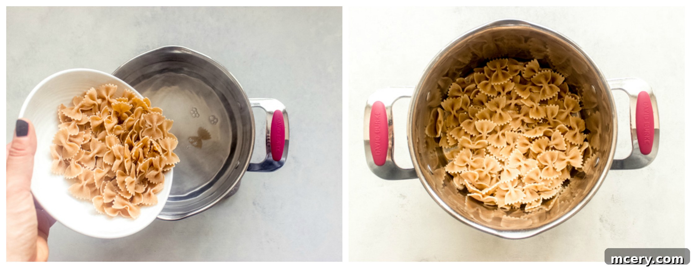 Creamy Chicken & Mushroom Spinach Pasta 4 cooked pasta in a pot