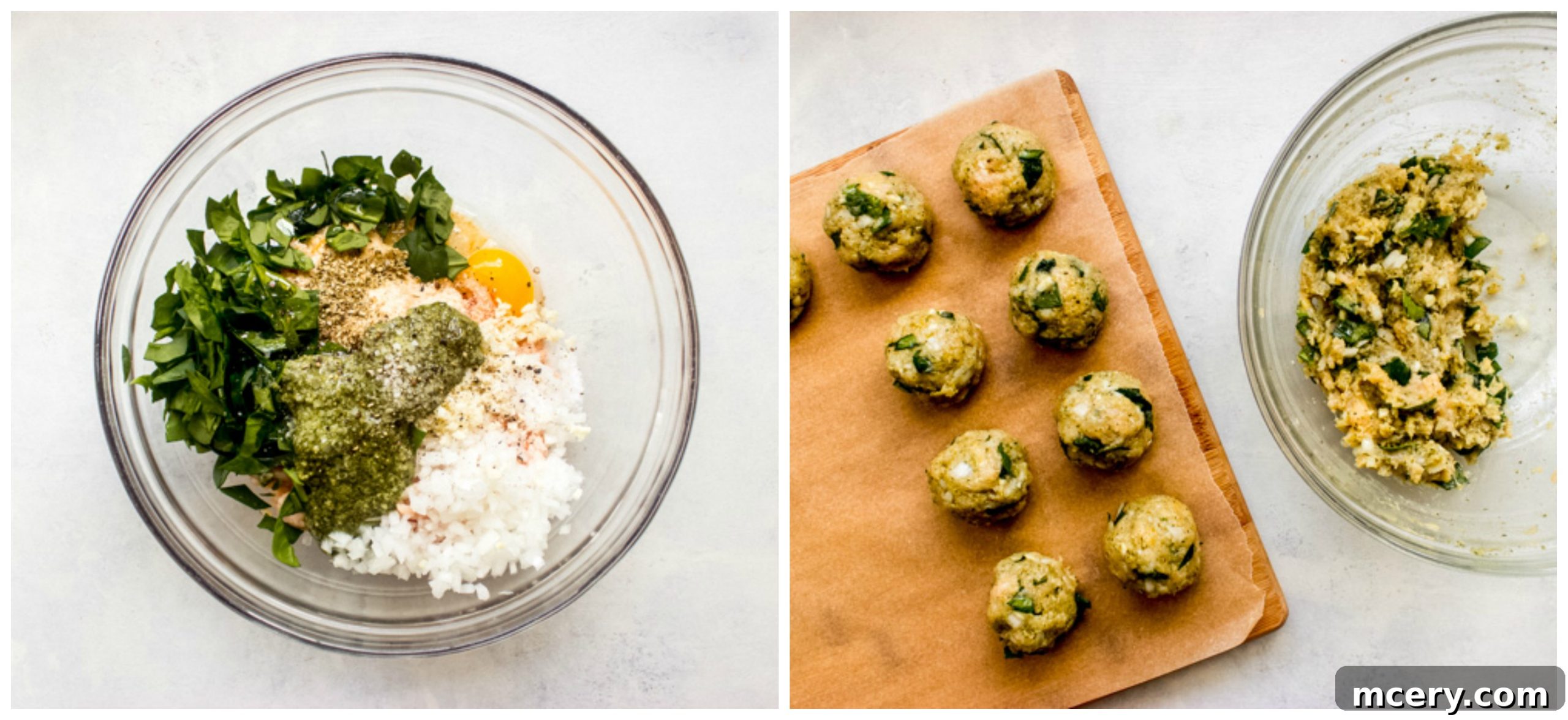 rolled up turkey meatballs on a plate ready to cook