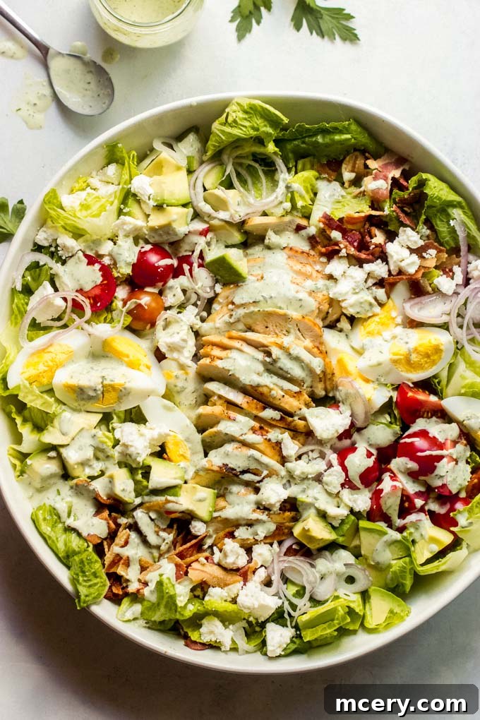 Green Goddess Salad Recipe with Chicken, Avocado, and Bacon
