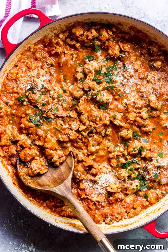 Easy Sausage Ragu 8 close up sausage bolognese sauce recipe