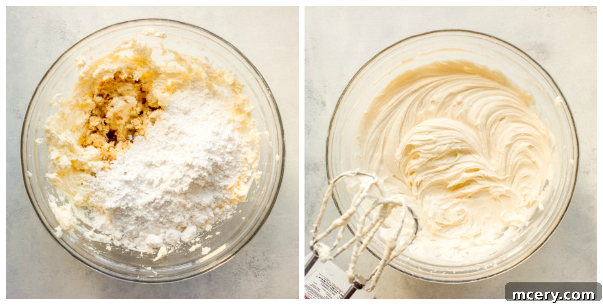 Southern Hummingbird Slab Cake 10 Finished cream cheese frosting in a bowl, light and fluffy, ready for the cake.