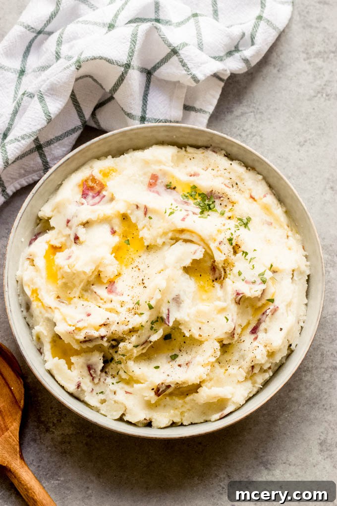 Hearty Red Potato Mash 2 Irresistibly creamy red skin mashed potatoes, a perfect side dish for any meal.